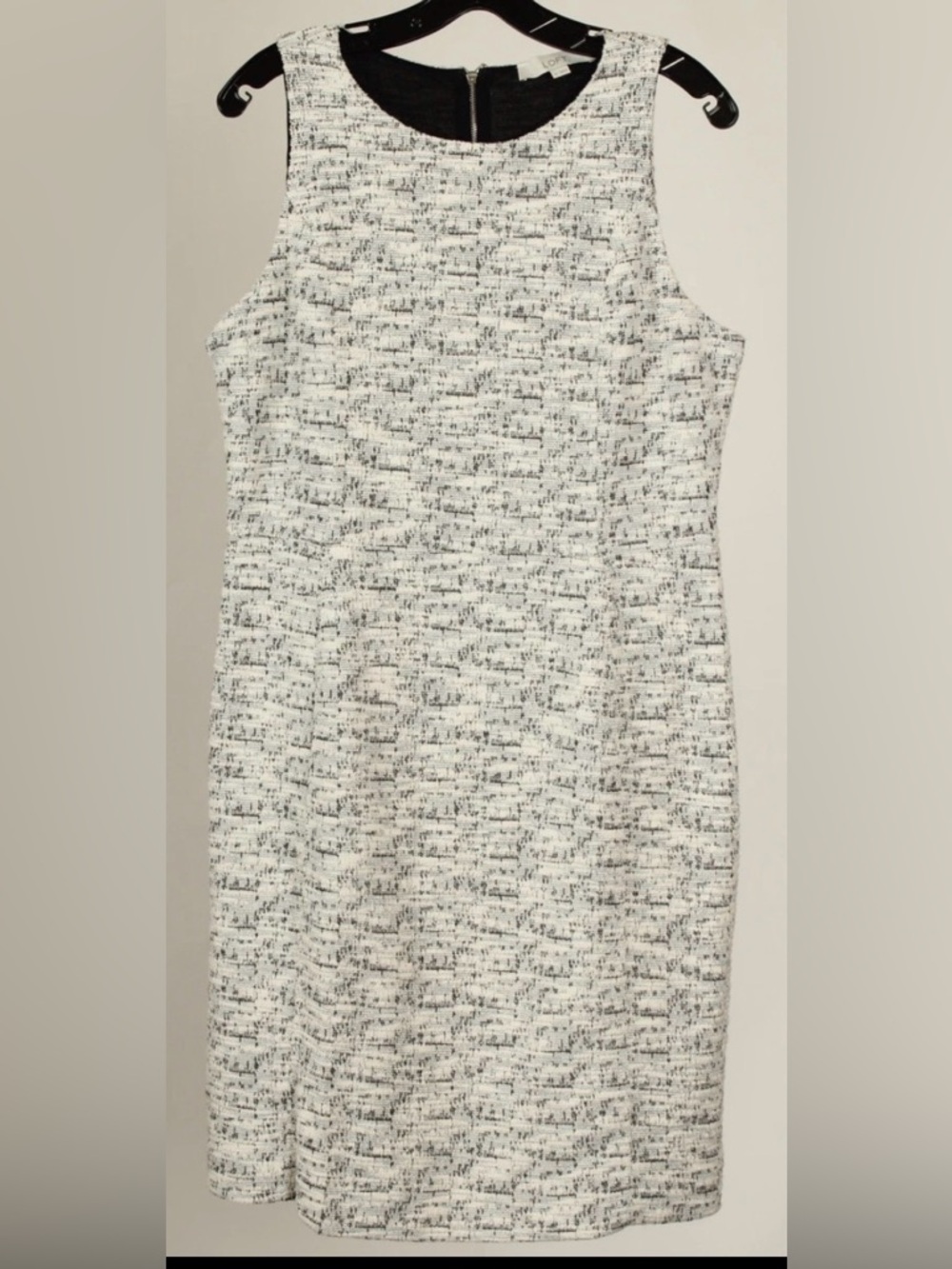 Loft Women’s Dress 12 Gray Black A Line Sleeveless Knit Stretch